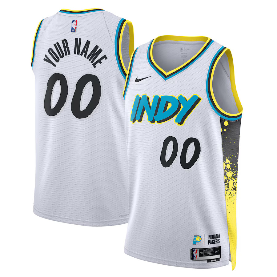 Men Indiana Pacers Nike White City Edition 2024-25 Custom Swingman NBA Jersey